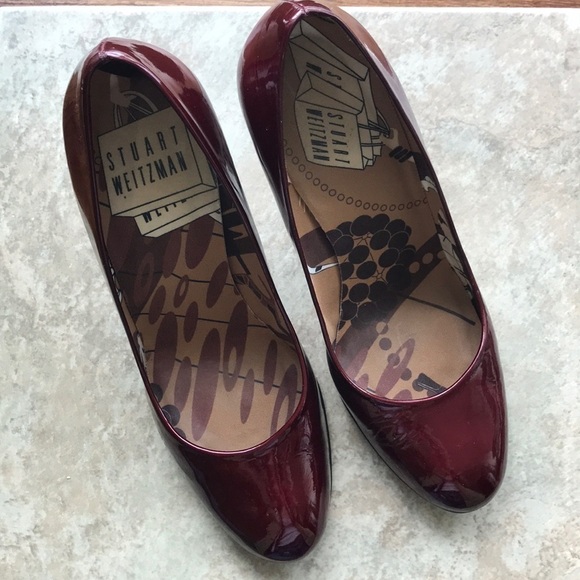 Stuart Weitzman dark red patent leather pumps - Picture 1 of 7
